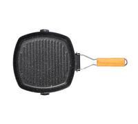 Sartén plegable portátil para picnic, antiescaldaduras, con mango de madera, para exteriores, de doble boca (sin tapa)