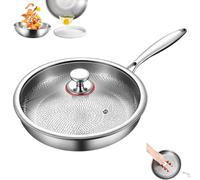 Sartén Pro Martillada De Titanio Con Tapa,titanium Pans for Cooking Non Toxic,Ultra-Durable Scratch-Resistant Pans, Non Stick Titaniums Nutri Pan, for All Stovetops-30cm