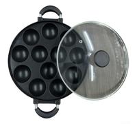 Sartén profesional Takoyaki con 12 agujeros de aleación de aluminio para estufa de gas, fácil limpieza, 28 cm (D)
