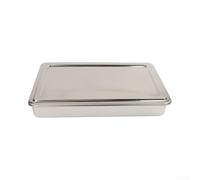 Sartén rectangular de tiramisú engrosada 44 x 29 x 6,3 cm con tapa a prueba de polvo, molde profundo para pasteles, postres, almacenamiento en frigorífico, duradero, apto para lavavajillas, plata
