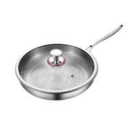 Sartén | Sartén de carne para hornear, freír antiadherente de calefacción uniforme con tapa para tortitas de huevos y filete de cocina para casa y camping