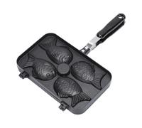 Sartén Taiyaki - Aleación de aluminio 37,5 x 24 cm 4 cavidades en forma de pescado antiadherente | Placa de doble cara máquina para magdalenas con cocina casa restaurante Viaje Cocina al aire libre