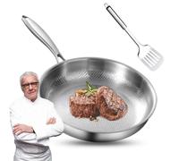 Sartén Titanio Antiadherente, Sartén Martillada de Titanio Puro Pletefull, Sin Recubrimiento, Resistente a los Arañazos, Multifuncional, Calienta de Manera Uniforme, para Todo Tipo de Cocinas (30cm)