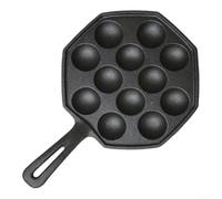 Sartén tradicional Takoyaki de hierro fundido con 12 agujeros, revestimiento antiadherente para albóndigas de pulpo para mini panqueques de gas sartén de cocina