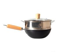 Sartén Wok 20cm Hierro Sin Químicos para estilo Oriental para Placa Inducción Cocción Rápida Saludable para Una (C-20CM)