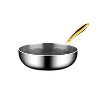 Sartén wok de acero inoxidable antiadherente, apta for cocinar al vapor, for bistec, cocina gas, inducción, cacerola general, utensilios(26cm)