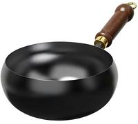 SartéN Wok Japonesa de Hierro Sin Revestimiento, Sartenes de Acero Al Carbono Antiadherentes Forjadas A Mano, Wok de Boca Profunda para Cocinasde InduccióN y Gas(No lid,26cm)