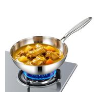 Sartén woks de fondo plano antiadherente sin revestimiento | Woks de cocina grandes para hervir, estofar, cocinar a fuego lento, comidas familiares, desayunos, horno, lavavajillas