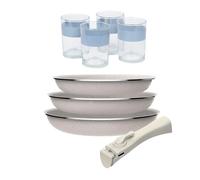 Sartenes ø18ø20ø24cm inducción click&cook y 4 vasos de 0,5l