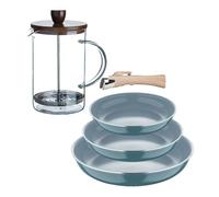 Sartenes ø18ø20ø24cm inducción click&cook y cafetera de émbolo