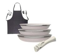 Sartenes ø18ø20ø24cm inducción click&cook y delantal gris