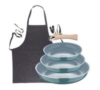 Sartenes ø18ø20ø24cm inducción click&cook y delantal gris 24 cm