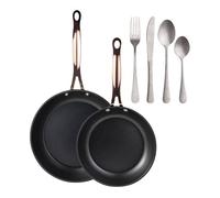 Sartenes ø20ø24cm inducción copper y set de 16 cubiertos 24 cm