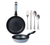 Sartenes ø20ø26cm inducción noia y set de 16 cubiertos