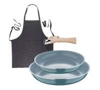 Sartenes ø22ø26cm inducción click&cook y delantal gris