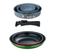 Bergner Click&Cook Juego de 2 Sartenes Ø22Ø26cm Aluminio prensado con Mango desmontable+Juego de 3 moldes de horno redondos Ø12Ø18Ø22cm