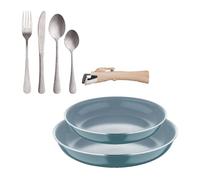 Sartenes ø22ø26cm inducción click&cook y set de 16 cubiertos