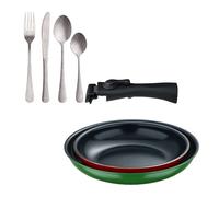 Sartenes ø22ø26cm inducción click&cook y set de 16 cubiertos