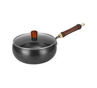 Sartenes De Hierro Para Cocinar,Sartén De Inducción Antiadherente Con Tapa - Utensilio de Cocina de Gran Capacidad sin Recubrimiento para la Fritura de Huevos, Bistec, Pollo, Gambas, Pescado en Cocina