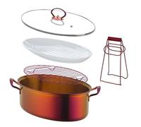 sartenes Olla de acero inoxidable for cocinar pescado dorado al vapor con rejilla, plato cerámica, sopa, utensilios cocina ovalados multifunción for mariscos(9)