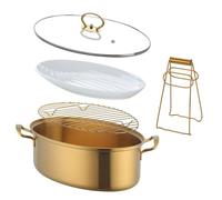 sartenes Olla de acero inoxidable for cocinar pescado dorado al vapor con rejilla, plato cerámica, sopa, utensilios cocina ovalados multifunción for mariscos(6)