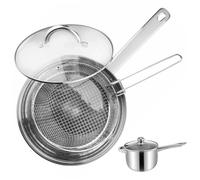 Sartenes para patatas fritas con cesta y tapa freidora de acero inoxidable de 7 7 pulgadas de diámetro con cesta y asa para freír pescado camarones pollo patatas fritas