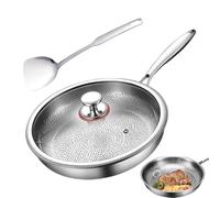 Sartenes y sartenes, sartén antiadherente de acero de titanio con tapa y espátula, ollas para tortilla para cocinar filetes, pescado, panqueques, tortillas, hornear