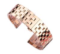 SarUel Correa de reloj de acero inoxidable sólido for hombre y mujer, pulsera de reloj plateada, negra, rosa y dorada, 20, 22, 24 y 26mm, cierre desplegable de correa de Metal (Color : Rose Gold, Si