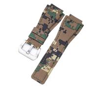 SarUel Correa de reloj de lona de nailon de camuflaje verde de 34 mm Compatible con correa de campana Compatible con pulsera BR01 BR03 Ross Hebilla de cinturón con extremo convexo Logotipo en (Color