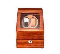 SaryEdge Caja expositora para Relojes, con Capacidad para 2 Relojes automáticos y 3 Compartimentos adicionales, Carcasa de Madera Maciza Natural con Acabado Piano, Motor silencios，Rosewood+Brown