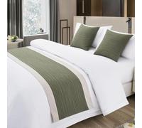 SaryEdge Caminos de Cama Florales de algodón y Lino Multicolor, Varios tamaños, Gris - 50 * 240 cm para Cama de 1,8 m,Gray-50 * 240cm For 1.8m Bed