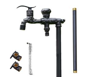 SaryEdge Columna de Agua Exterior de Cobre Macizo con Doble Grifo - Elegante Fuente de Agua Vertical Resistente a Las heladas para Patio y jardín, diseño Duradero y el,A-40cm/15.7in