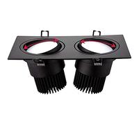 SaryEdge Downlight de Doble Cabezal con cardán, empotrable, con Deflector, Rejilla Cuadrada, Luces LED seleccionables de 3000K/6000K, 10W, 14W, 20W, 30W, ángulo Ajustable, 30w-600,30w-6000K