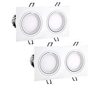SaryEdge Downlight empotrable de 2 Cabezales con cardán múltiple, Blanco/Negro, Rectangular, focos giratorios de 10-60 W, 10 W, 14 W, 20 W, 30 W, 40 W, 60 W, Juego de 2, B-60W, B-,B-60W