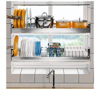 SaryEdge Escurridor de Platos sobre el Fregadero, escurridor de Platos de Acero Inoxidable de 2 Niveles, Almacenamiento para encimera de Cocina, para Platos, Cuencos y ollas, Si,Silvera-85cm
