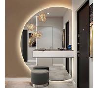SaryEdge Espejo de baño con retroiluminación antivaho regulable, a prueba de roturas, espejo decorativo con control táctil para brillo y funciones, corte derecho, 39 x 28 pulgadas