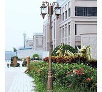 SaryEdge Farol de Exterior Grande Estilo Victoria Antiguo de 2 Luces, de Cristal, Tipo Columna, de Aluminio Europeo, Impermeable, para decoración de Jardines, césped y alumbr,Metallic-180cm