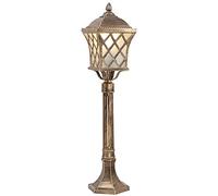 SaryEdge Farola Exterior, farola Alta Retro para Exteriores, Estilo Europeo Antiguo, Casquillo E27, IP42, Resistente al Agua, con Cristal, Fabricada en Aluminio Fundido a pre,Brass-Height 0.8m
