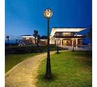 SaryEdge Farola Exterior Impermeable E27 Victoria para jardín, lámpara de Poste de Cristal, decoración Retro, lámpara de Columna de Metal y Aluminio, Estilo Villa Americana,135cm