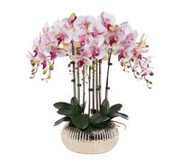 SaryEdge Flores Artificiales de orquídea en Maceta, arreglos Florales de orquídeas Phalaenopsis realistas para decoración de Bodas, hogar, Fiestas, Centro de Mesa de Comedor, Rosa, Ros,Rose