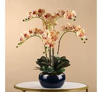 SaryEdge Flores Artificiales, orquídeas Artificiales, Maceta, Flores Artificiales Creativas, Flores de Phalaenopsis Artificiales para decoración de Bodas y Salas de Estar, realistas, n,Orange