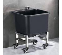 SaryEdge Fregadero Comercial con cubeta Profunda y Fregadero Auxiliar extraíble con Ruedas, Color Gris. Ideal para Garaje, Patio Trasero y Uso Comercial. Medidas: 6,Black-40 * 40 * 50.5cm