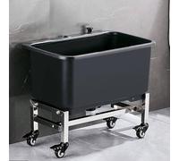 SaryEdge Fregadero Comercial con cubeta Profunda y Fregadero Auxiliar extraíble con Ruedas, Color Gris. Ideal para Garaje, Patio Trasero y Uso Comercial. Medidas: 6,Black-60x40x50.5cm