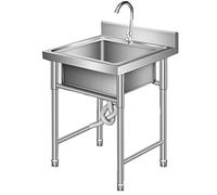 SaryEdge Fregadero de Acero Inoxidable SK de un Solo Seno para Montaje bajo encimera, Ideal para Exteriores, Estilo rústico, cafetería y Uso con fregona. Medidas: 6,50 * 50 * 80cm