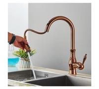 SaryEdge Grifo de Cocina Retro Dorado Rosa para Fregadero, Montaje en Cubierta, retráctil, 2 Modelos, caño de un Solo Orificio, Mezclador de Agua fría y Caliente, grúa p,Brass-A,Brass-A
