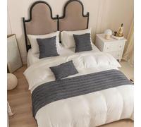 SaryEdge Jacquard de algodón y Lino para pies de Cama, Caminos de Cama y Bufandas de protección para hoteles, Gris - 45 x 240 cm,Gray-45 * 240cm