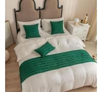 SaryEdge Jacquard de algodón y Lino para pies de Cama, Caminos de Cama y Bufandas de protección para hoteles, Verde - 45 x 210 cm,Green-45 * 210cm