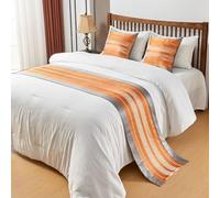 SaryEdge Juego de 3 Caminos de Cama con Estampado Floral, Multicolor, Varios tamaños, Naranja - 50 * 260 cm para Cama de 2,0 m,Orange-50 * 260cm For 2.0m Bed