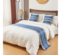 SaryEdge Juego de 3 Caminos de Cama Florales Multicolor de Varios tamaños, Azul - 50 * 260cm para Cama de 2,0m,Blue-50 * 260cm For 2.0m Bed