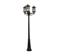 SaryEdge Lámpara de Columna de Cristal para Patio de Villa Vintage E27 de 3 Luces, lámpara de pie Exterior de Aluminio Continental Impermeable, farola Grande Decorativa para,Dark-185cm